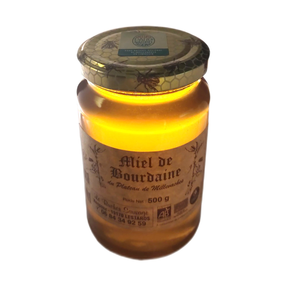 miel-bourdaine-naturel-bio-500g-Correze-Limousin-500g miel de bourdaine 500g non chauffé 100% naturel et AB